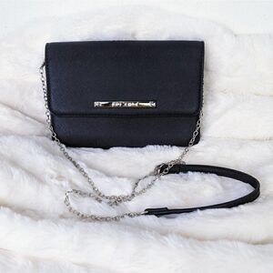 Betsey Johnson Purse Crossbody Clutch Black and Silver Chain